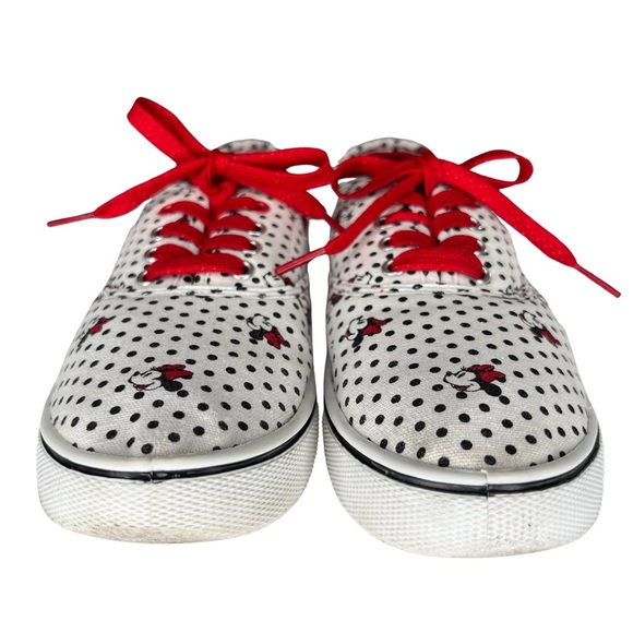 Disney Sneakers Minnie Mouse Polka Dot Canvas Sparkly Laces White Red Black 7 - Picture 3 of 14